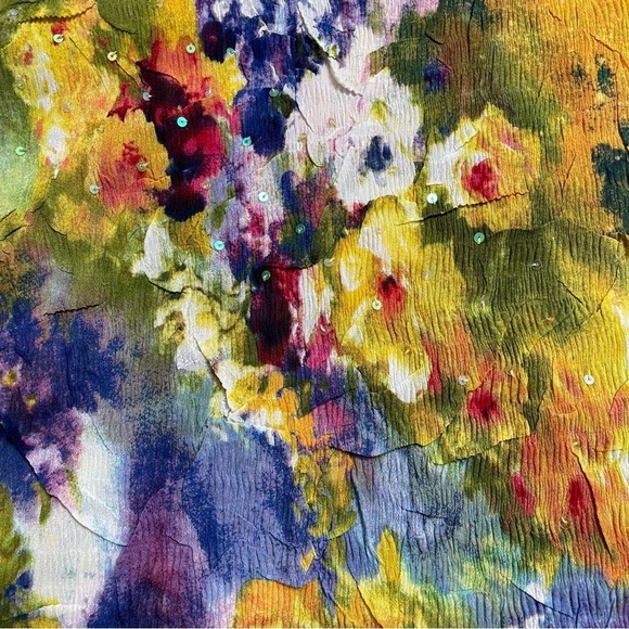 VINTAGE ALBERTO MAKALI semi-sheer v neck stretch crepe top - Picture 4 of 5